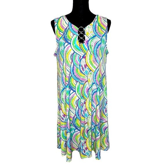 IVY LANE Multi Color Sleeveless Swing Dress Size Large - Picture 8 of 14